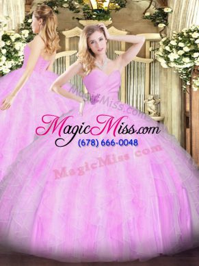 Pretty Ball Gowns Vestidos de Quinceanera Lilac Sweetheart Organza Sleeveless Floor Length Lace Up