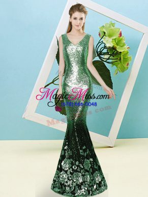 Sleeveless Zipper Floor Length Sequins Dress for Prom
