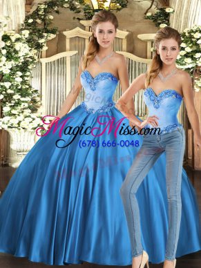 Simple Sweetheart Sleeveless Tulle Quinceanera Dress Beading Lace Up