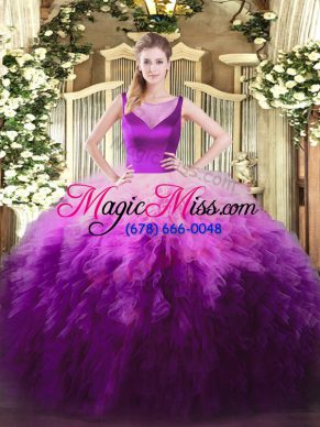 Fine Multi-color Sleeveless Tulle Side Zipper 15 Quinceanera Dress for Sweet 16 and Quinceanera