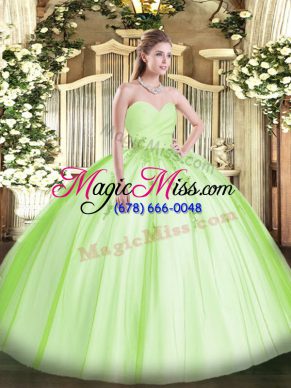 Traditional Yellow Green Sleeveless Floor Length Beading and Appliques Lace Up Quinceanera Dress