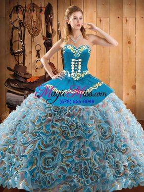 Beauteous Sleeveless Sweep Train Embroidery Lace Up Quinceanera Dress