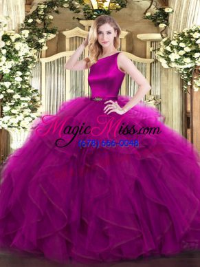 Spectacular Sleeveless Clasp Handle Floor Length Ruffles Ball Gown Prom Dress