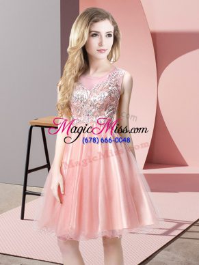 Free and Easy Beading Prom Party Dress Baby Pink Zipper Sleeveless Knee Length