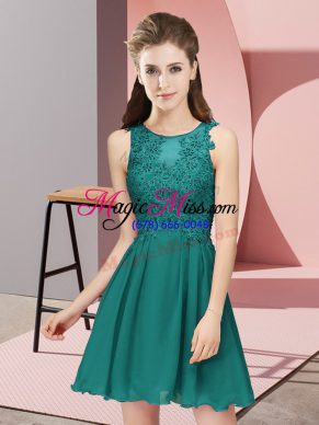 Cute Turquoise Scoop Neckline Appliques Bridesmaids Dress Sleeveless Zipper