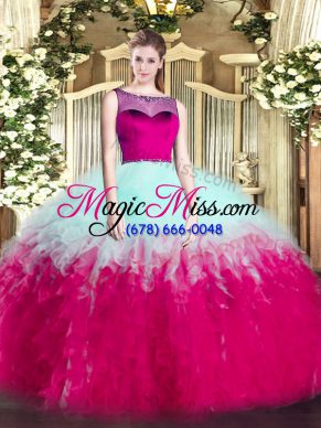 Best Selling Multi-color Scoop Neckline Beading and Ruffles Quinceanera Gowns Sleeveless Zipper
