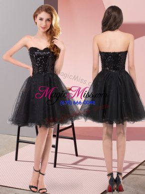 Romantic Black Sleeveless Tulle Zipper Prom Dresses for Prom and Party