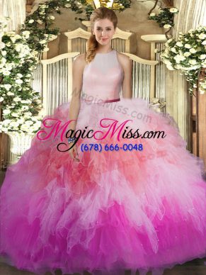 Multi-color Sleeveless Beading and Ruffles Floor Length Sweet 16 Quinceanera Dress