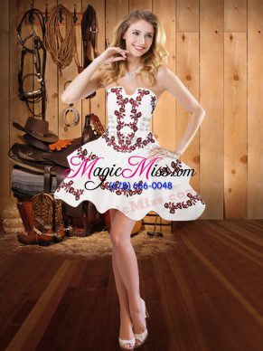 Excellent Strapless Sleeveless Lace Up White Satin