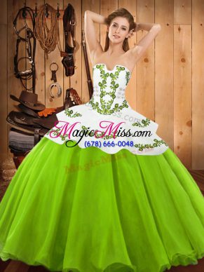 Floor Length Quinceanera Dress Satin and Organza Sleeveless Embroidery