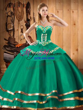 Sweetheart Sleeveless Organza 15th Birthday Dress Embroidery Lace Up
