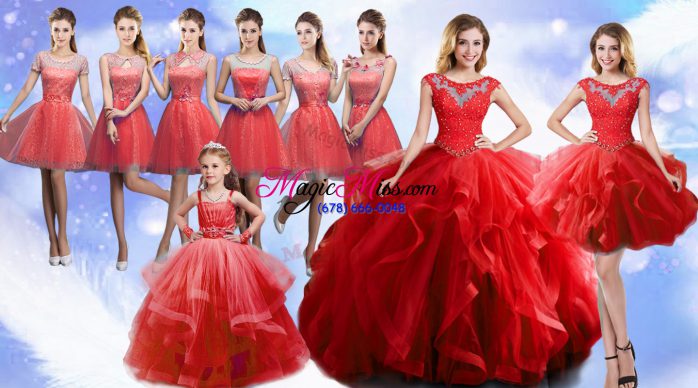 Delicate Wine Red Vestidos de Quinceanera Military Ball and Sweet 16 and Quinceanera with Beading and Ruffles Scoop Sleeveless Lace Up
