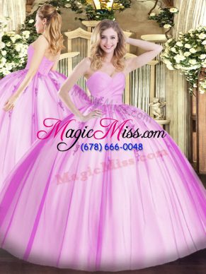 Comfortable Sweetheart Sleeveless Tulle Sweet 16 Dress Beading and Appliques Lace Up