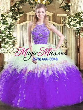 Decent Multi-color Sleeveless Tulle Zipper Sweet 16 Dresses for Military Ball and Sweet 16 and Quinceanera