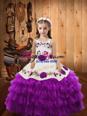 Stylish Lace Up Kids Formal Wear Eggplant Purple for Sweet 16 and Quinceanera with Lace