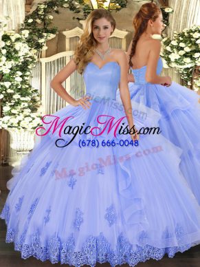 Suitable Sweetheart Sleeveless Lace Up Quinceanera Dresses Light Blue Tulle