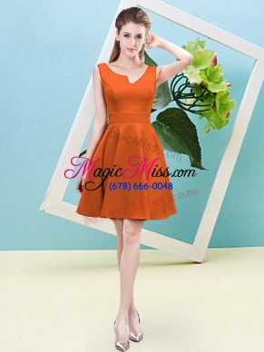 Trendy Asymmetric Sleeveless Zipper Wedding Guest Dresses Orange Red Satin
