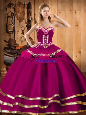 Sophisticated Sweetheart Sleeveless Organza Quinceanera Dresses Embroidery Lace Up