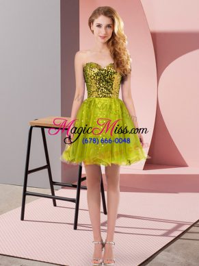 Olive Green Homecoming Dress Prom and Party with Sequins Sweetheart Sleeveless Zipper
