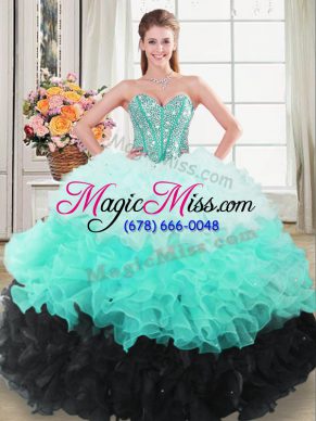 Colorful Multi-color Sweetheart Neckline Beading and Ruffled Layers Quinceanera Gowns Sleeveless Lace Up