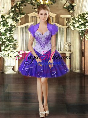 Great Mini Length Ball Gowns Sleeveless Purple Lace Up