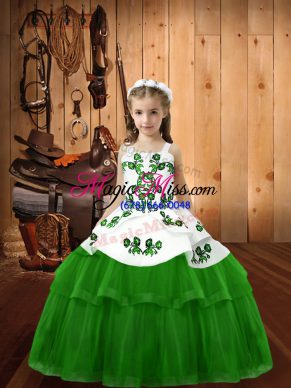 Floor Length Lace Up Pageant Dress for Sweet 16 and Quinceanera with Embroidery