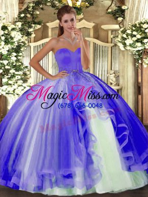 Colorful Sleeveless Floor Length Beading Lace Up Sweet 16 Dress with Lavender