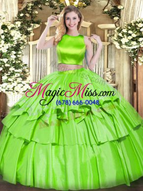 Adorable Tulle Criss Cross Ball Gown Prom Dress Sleeveless Floor Length Ruffled Layers