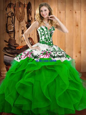 Clearance Ball Gowns Embroidery Sweet 16 Quinceanera Dress Lace Up Satin and Organza Sleeveless Floor Length