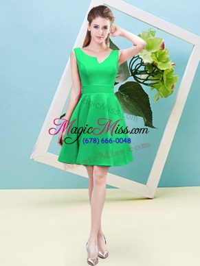Fine Green Sleeveless Ruching Mini Length Quinceanera Court Dresses