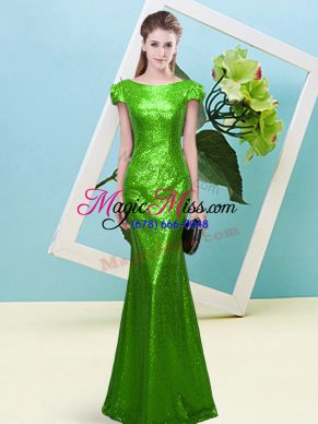 Inexpensive Prom Dress Prom and Party with Sequins Scoop Cap Sleeves Zipper