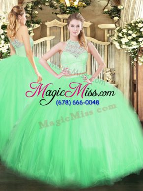 Fantastic Two Pieces Tulle Scoop Sleeveless Lace Floor Length Zipper 15th Birthday Dress