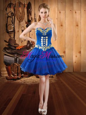 Artistic Sweetheart Sleeveless Organza Prom Dresses Embroidery Lace Up
