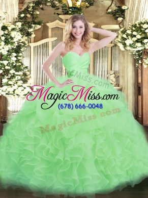 Customized Floor Length Apple Green Sweet 16 Dress Sweetheart Sleeveless Lace Up