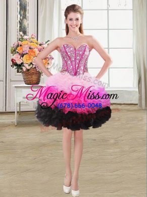 Multi-color Sweetheart Lace Up Beading and Ruffles Sleeveless