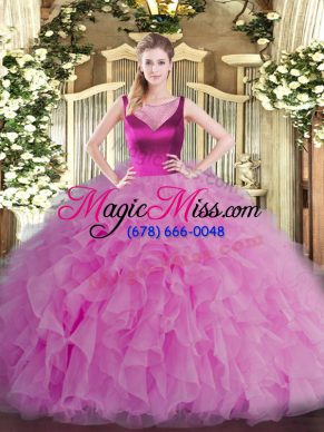 Stunning Lilac Sleeveless Organza Side Zipper Quinceanera Gown for Sweet 16 and Quinceanera