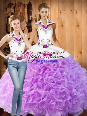Embroidery Quinceanera Dress Lilac Lace Up Sleeveless Floor Length