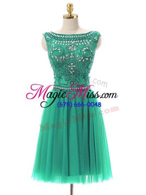 Perfect Turquoise Sleeveless Tulle Zipper Dress for Prom for Prom and Party