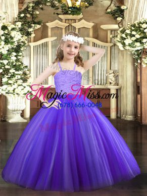 Lavender Sleeveless Beading and Lace Floor Length Pageant Dresses