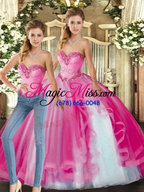 Baby Pink Sleeveless Floor Length Ruffles Lace Up 15 Quinceanera Dress