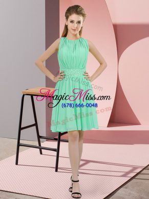 Discount Scoop Sleeveless Zipper Court Dresses for Sweet 16 Apple Green Chiffon