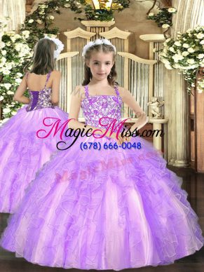 Elegant Sleeveless Beading and Ruffles Lace Up Little Girls Pageant Dress Wholesale