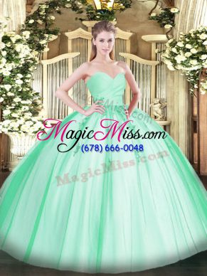 Fantastic Apple Green Sweetheart Lace Up Beading and Appliques Sweet 16 Quinceanera Dress Sleeveless