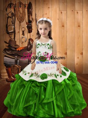 Admirable Sleeveless Lace Up Floor Length Embroidery and Ruffles Pageant Dress Wholesale