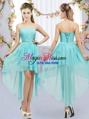 Traditional Sweetheart Sleeveless Chiffon Quinceanera Court of Honor Dress Beading Lace Up