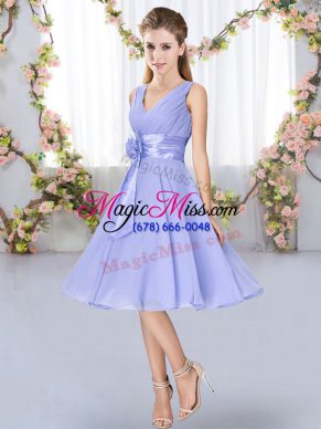 Latest Sleeveless Hand Made Flower Lace Up Dama Dress for Quinceanera
