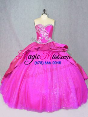 Sweetheart Sleeveless Satin and Tulle Vestidos de Quinceanera Beading and Embroidery Court Train Lace Up