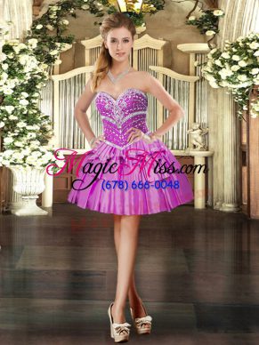 Fashionable Sweetheart Sleeveless Taffeta Homecoming Party Dress Beading Lace Up