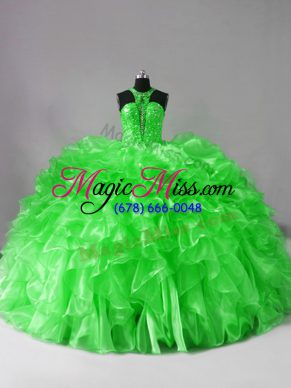 Ball Gowns Beading and Ruffles Vestidos de Quinceanera Lace Up Organza Sleeveless