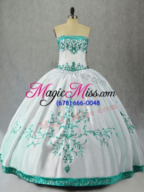 Best White Sleeveless Embroidery Floor Length Sweet 16 Dress